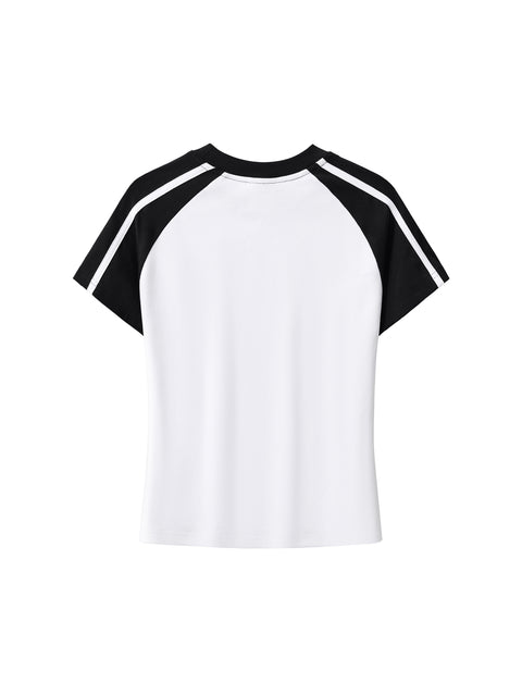 Contrast Stripes Bodycon Raglan Sleeve T-Shirt